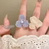 Novo Anel de Flor de Pérola Colorida Dopamina Coreana Design de Nicho Atmosfera Doce Anel Estilo Feriado para Mulheres