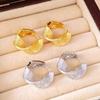[Productos de cobre] Pendientes con diseño de anillo trenzado, personalidad, hebilla de oreja, nudo, temperamento europeo y americano, torcidos, combinables con todo.