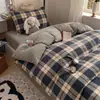 Conjunto de Roupa de Cama Estudantil Super Macio 100% Algodão para Dormir Nu, Conjunto de Três Peças para Estudantes, Cama de Solteiro, Cama Elástica, Conjunto de Quatro Peças 100% Algodão para Dormitório