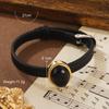 Pulsera de Piedra Natural Estilo Francés Medio Personalizada Retro para Mujer Moda Geométrica Retro Vidrio Combinable Simple