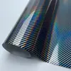 Película de Mudança de Cor para Carroceria Completa Pet9D Laser Arco-Íris Fibra de Carbono Acabamento Interno Preto Brilhante Vermelho Prata