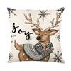 Funda de Almohada Navideña de Venta Caliente Transfronteriza Muñeco de Nieve Alce Lino Estampado Decorativa Sala de Estar Sofá Funda de Cojín Funda de Almohada