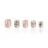 Arte de Unhas Feminina Fofa e Macia, Pontas de Unha Cartoon Rosa e Brancas, 24 Peças de Unhas Postiças Prontas para Venda Direta