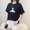 Ropa Talla Extra para Mujer Camiseta para Mujer Manga Corta ins Tendencia Estilo Coreano Holgada Adelgazante Cubre Vientre Verano Comercio Exterior Top de Media Manga