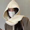 Gorro Pasamontañas Estilo Coreano para Mujer en Otoño e Invierno Gorro Cálido Engrosado y Bufanda para Cuello Doble Propósito Protección para los Oídos Gorro de Punto