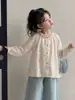 Camisa Floral Tongsen Tongma para Niñas Primavera 2026 Nueva Camisa de Primavera para Niños Elegante Top Holgado para Niñas