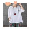 Camiseta de algodón y lino con bordado de flores, blusa holgada de manga corta para mujer, nueva blusa informal de verano de media manga