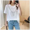Camiseta C01 tamanho G regular feminina especial para corpo gordo 300kg gorda mm pode usar camiseta de manga curta estampada coreana versão coreana