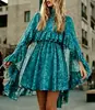 Vestido de pastel con volantes estilo europeo y americano transfronterizo, vestido de vacaciones de otoño de gasa suelta y fluida, artículo de alta venta en stock