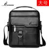 Bolsa de Ombro Masculina Textura Couro Genuíno Bolsa Documento Oficial Transversal Casual de Negócios Mochila Vertical