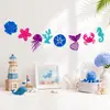 Banner con tema oceánico, mundo submarino, suministros para fiesta de cumpleaños infantil, fondo de sirena y animales marinos