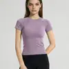 Camiseta feminina de manga curta para fitness, estilo esportivo, secagem rápida, top justo para Pilates e yoga, camiseta de yoga para fitness, secagem rápida