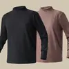 280g Terciopelo AlemánOtoño/Invierno Doble Cara Cepillado Terciopelo Cuello Alto Manga Larga para Hombre Caliente Capa Base Ropa de Otoño Camiseta Interior