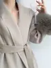 Casaco de alta qualidade, tamanho grande, de pele de raposa e cashmere dupla face para mulheres, novo estilo de inverno 2026, casaco curto de lã para baixinhas