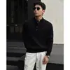 Suéter de tricô masculino falso duas peças com padrão trançado, xadrez, gola henley, estilo old money, inverno, atacado de fábrica transfronteiriço