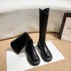 Botas hasta la rodilla con cuello en V para mujer 2025 Primavera y Otoño Nuevo estilo coreano Botas delgadas de suela gruesa Botas altas de caballero