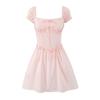 Vestido de encaje rosa de manga corta para invierno 2024, venta al por mayor transfronteriza de Amazon en Europa y Estados Unidos.