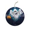 Pingente de decoração de festa de feriado para artesanato em madeira 70mm adereços do festival dos fantasmas lascas de madeira de Halloween 10/saco com corda de cânhamo