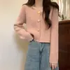 Cárdigan suéter corto de cuello cuadrado holgado para mujer, nuevo estilo otoño e invierno, top de punto versátil petite, estilo coreano