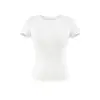 Verano 2026 Nuevo Estilo Americano Estilo Chica Picante Color Sólido Adelgazante Camiseta Base Kardashian Cuello Redondo Manga Corta para Mujer