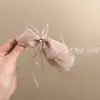Presilha Banana de Laço de Organza Estilo Coreano para Mulheres, Presilha de Cabelo de Fita Doce e Elegante, Presilha Vertical para Rabo de Cavalo Alto, Acessório de Cabelo para Mulheres