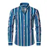 Camisa de hombre transfronteriza súper elástica talla grande, camisa de manga larga a rayas estampadas de negocios casual de alta gama para hombre