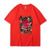 Camiseta de manga curta primavera e verão nova europeia e americana original hip hop masculina solta casual estampa prajna enrolada