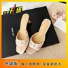 Zapatillas de seda con una tira, punta cuadrada, estilo socialité, pétalos de pedrería, estilo francés, temperamento, para mujer, 2026, sandalias de verano de moda para exteriores