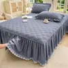 Saia de Cama Acolchoada de Algodão Lavado Classe A Cobre-leito Estilo Princesa Protetor de Colchão Antiderrapante Roupa de Cama de Alta Qualidade Cobre-leito Capa Novo 1