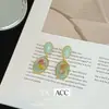 Aretes de Flor de Margarita Ámbar, Aretes de Botón Geométricos Modernos y Elegantes, Aretes Largos de Flor de Hielo con Pasadores de Plata 925