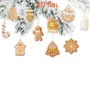 10 Piezas Navidad 2D Hombre de Jengibre Árbol de Navidad de Madera Escena Festiva Decoración Suministros Decoraciones para el Hogar