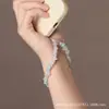 Cadena para Teléfono Móvil de Aguamarina Natural Lanyard Cadena para Teléfono Móvil Cuerda de Muñeca Verano Pequeño Fresco Gama Alta Cadena para Teléfono Móvil de Jade