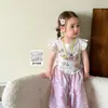 Ropa para Niñas: Camiseta Casual de Malla Fina de Verano con Mangas Acampanadas, Top de Bebé Niña Clase A