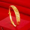Pulsera Yihua Dragón y Fénix Chengxiang K Color Oro Hecha a Mano Flor Tallada Piel de Vaca Empuje y Tire Flash Salón Rey Fénix Jugar Pulsera de Cuentas