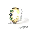 Moxi Niche Lujo Ligero para Mujer Gama Alta Colorido Trébol de Cuatro Hojas Microincrustado Circonita Anillo Abierto Joyería de Mano Venta al por Mayor