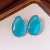 Pendientes de Resina con Forma de Gota de Agua y Aguja Plateada Estilo Retro Francés Diseño de Nicho Pendientes con Temperamento Lujo Ligero Pendientes Versátiles de Gama Alta
