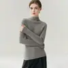 100% de doble hilo, engrosado, otoño/invierno, cuello medio alto, ajuste ceñido para mujer, manga larga, ajustado al cuerpo, suéter de punto