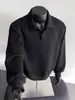 Sudadera de retazos desconstruida estilo americano con cuello para hombre, polo casual de otoño de corte limpio con hombros normales, capa base casual de manga larga