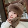 Sombrero Bufanda de Invierno para Mujer Integrado a Prueba de Viento Protección para las Orejas Cubre Cara Antipolvo Máscara Felpa Engrosado Cálido Ciclismo Gorro Pulóver
