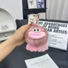 Lindo llavero con forma de bola de carbón con forma de boca de pato y piel de zorro para coche, colgante de mochila con forma de bola de peluche de elfo.