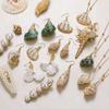 Conchas Naturales de Playa Europeas y Americanas, Pendientes de Caracola Chapados en Oro, Colgantes de Joyería Natural Estilo Playa Bohemio