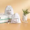 Algodão cordão bolso com cordão cosméticos à prova de poeira bolsa de armazenamento tela impressa bolsa de embalagem bolso com cordão de algodão e linho atacado