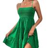 2026 Europeu e Americano Amazon Transfronteiriço Roupas Femininas Verão Novo Estilo Ombro a Ombro Alça Fina Cor Sólida Versátil Vestido Texturizado