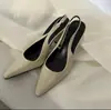 Em Estoque, Envio Imediato! Sapatos Elegantes de Couro Genuíno Off-White para Mulheres, Salto Bloco, Bico Fino, Sandálias de Calcanhar Aberto, Sapatilhas Versáteis da Moda