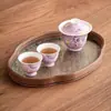 Tigela Roxo Pintada à Mão Coberta com Margaridas Xícara de Chá Cerâmica Jogo de Chá Chinês Kung Fu Conjunto Especial Novo de Três Peças para Fazer Chá