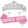 Nueva Corona de Fiesta de Cumpleaños Banda para el Hombro Cinta de Reina Set Accesorios para el Cabello de Reina para Niña Tocado En Stock