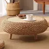 Mesa de centro de tatami japonés para celebridades de internet, mesa redonda pequeña para apartamentos pequeños, hogar, ventana salediza simple, mesa de almacenamiento tejida de ratán, lujo ligero para dormitorio