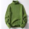 Suéter Espesso Masculino Inverno Novo Casual Tendência Gola Alta Malha 100% Algodão Masculino Cor Sólida Tamanho Grande Malharia