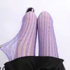 Meias Arrancão Sexy de Renda com Padrão Jacquard Vertical, Meia-Calça Arrancão para Garota Ousada, Meias Y2K Retro Maturas de Seda Branca Pura Desejo