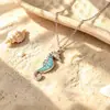 Juego de Joyería Turquesa de Caballito de Mar con Temática Oceánica, Collar de Nicho de Moda, Pendientes, Pulsera, Tobillera Juego de Cuatro Piezas, Moda Transfronteriza